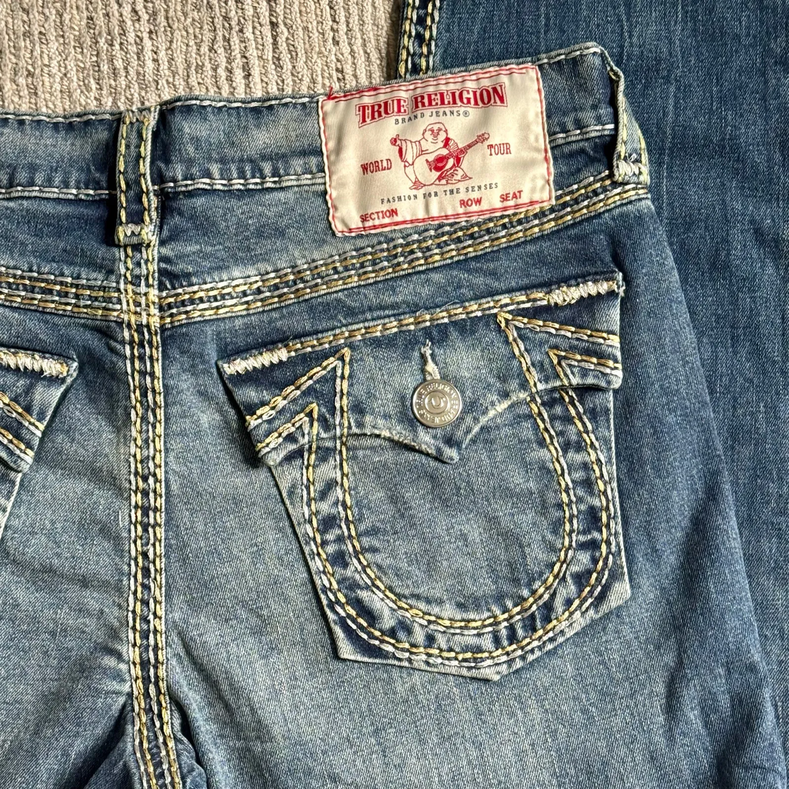 True Religion Ricky Super QT Lurex Metallic Pocket Relaxed Jean Womens Sz 32 NWT - Image 8