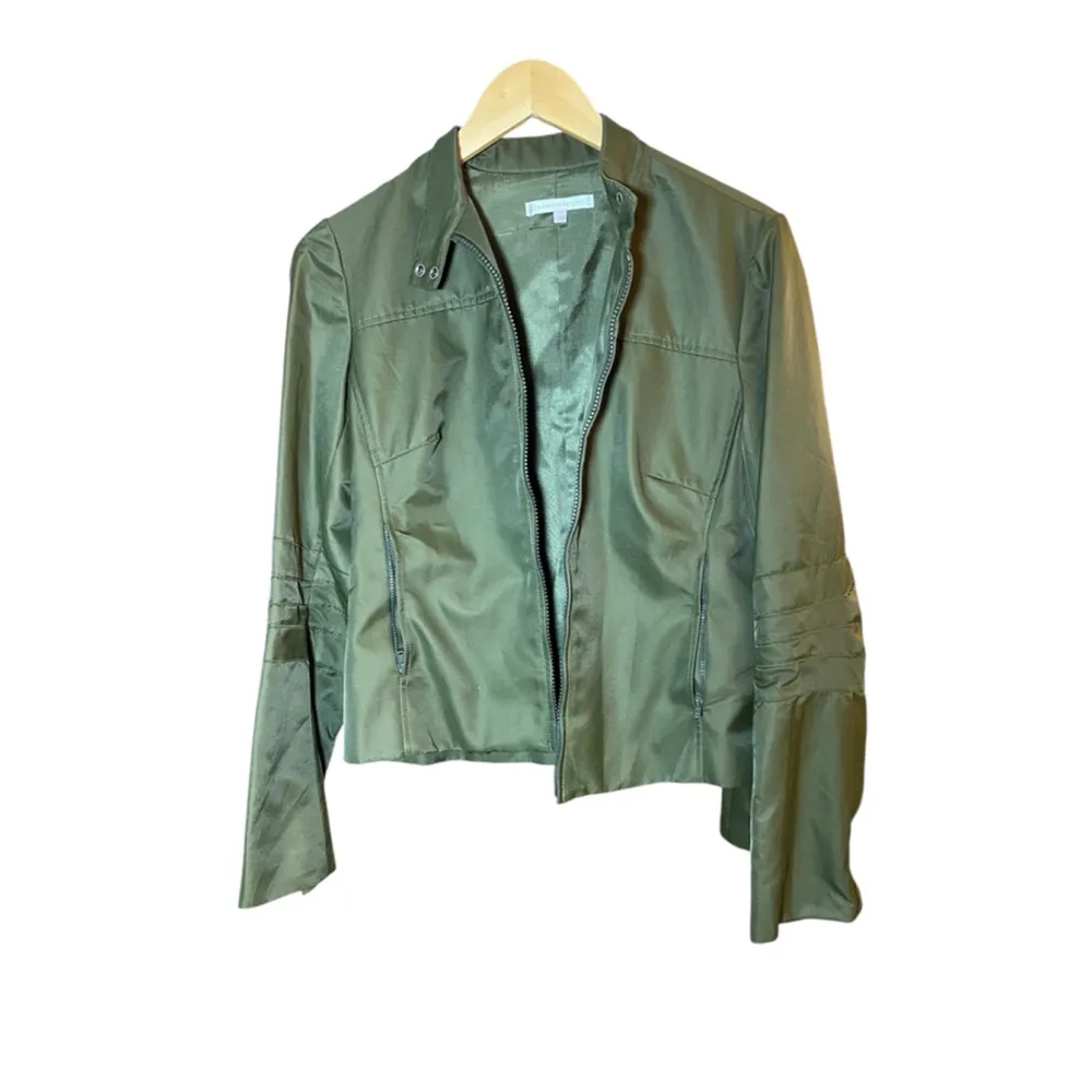 Rebecca Taylor Olive Green Windbreaker Jacket | Women’s Size 6 | Lightweight Zip - Image 3