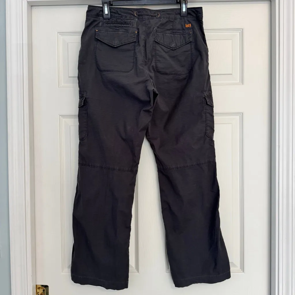 Lucy Gray Cargo Pants Size L Convertible to Capri Roll Tab Size L - Image 4