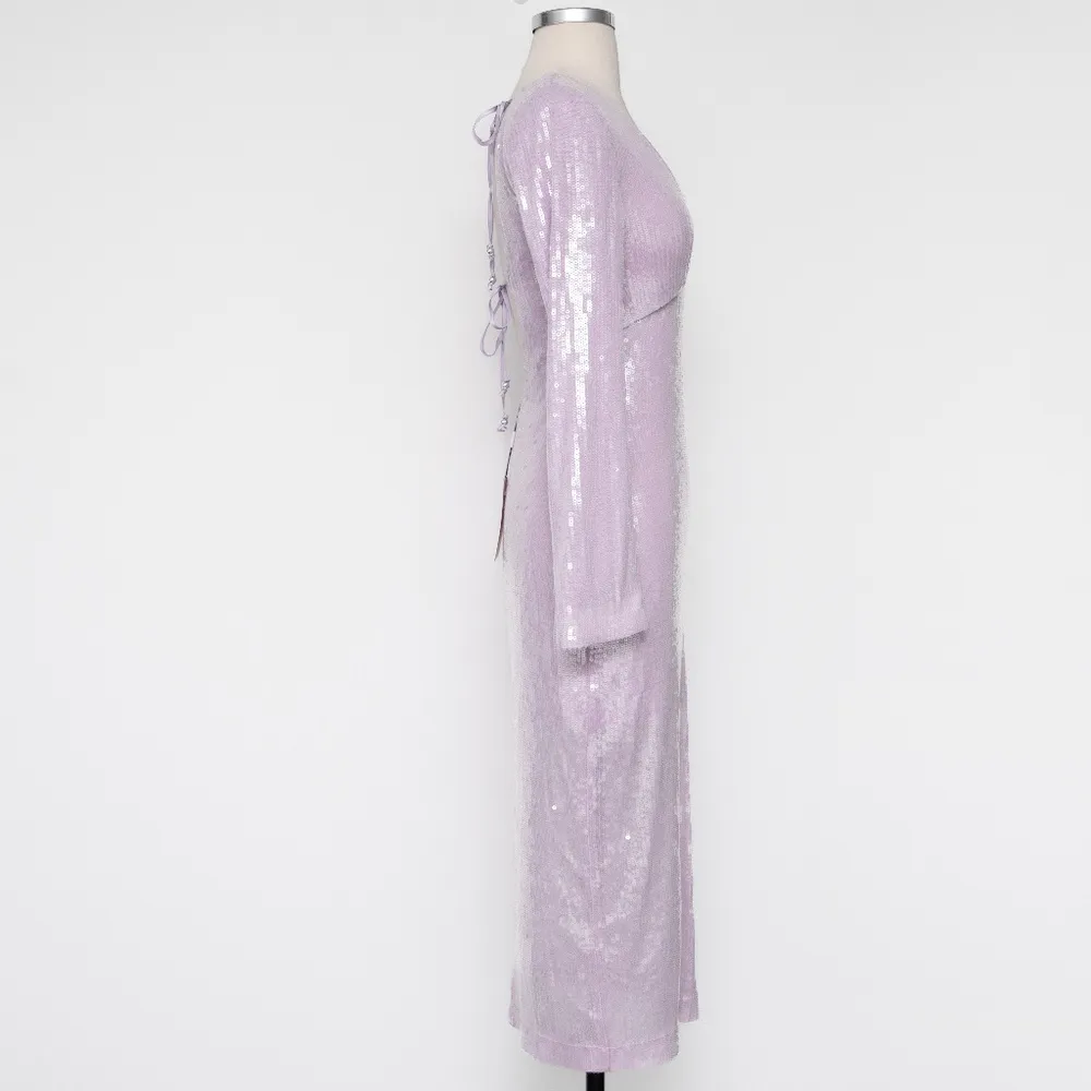 Avec Les Filles - Purple Sequined Bodycon Midi Dress - Image 5