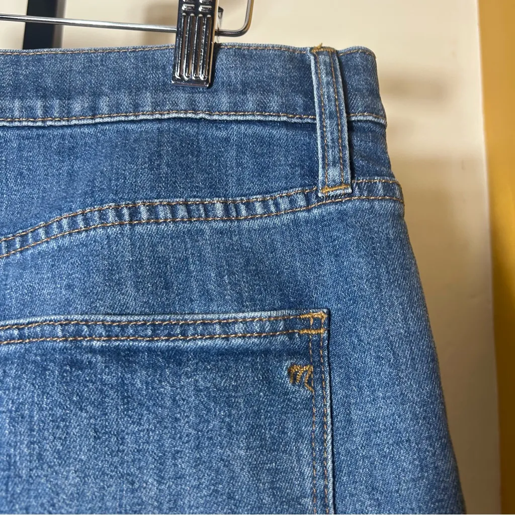Madewell High Rise Denim Shorts Cutoff Blue Glenoaks Wash Raw Hem Size 31 (12) - Image 4