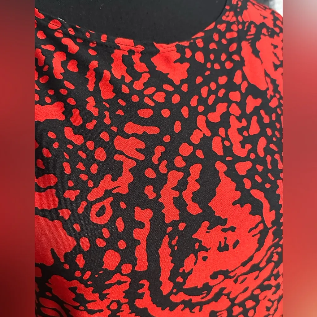 Size 3X red and blue dress (without belt) with stretch vintage KSL - Image 3