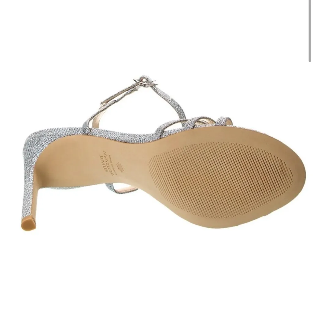 Stuart Weitzman Starla Metallic Sandals Silver Strappy Heels Size 11 NWT - Image 3