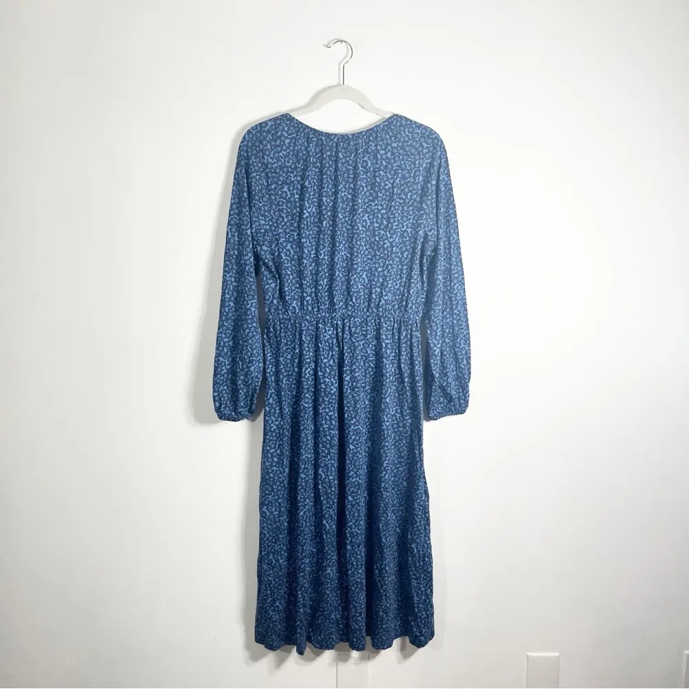 Boden Scoop Neck Jersey Midi Dress Riviera Blue Floral Print Size 10R - Image 4