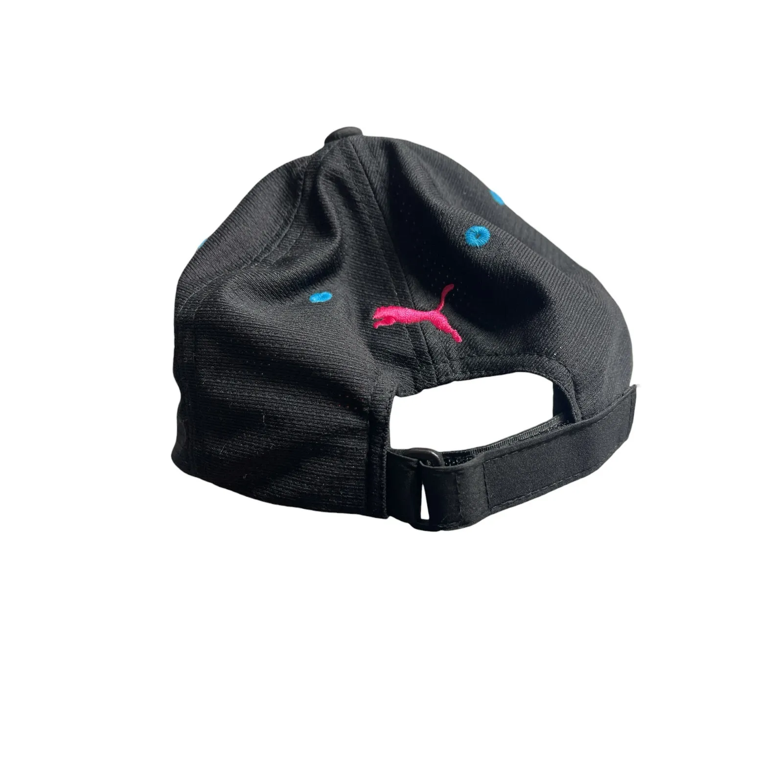 Puma Women's Black Logo Patch Breathable Velcro Strapback Hat Cap Size OS - Image 2