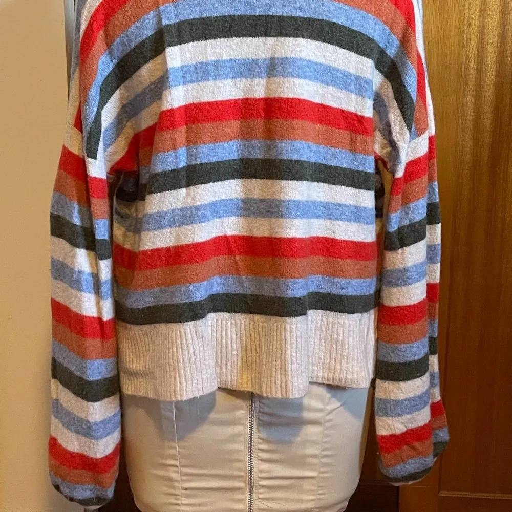 🌸 Fuzzy Rainbow  sweater top colorful striped oversized size XL - Image 3
