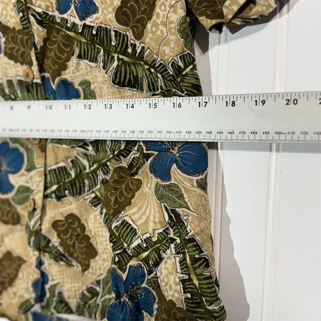 Marsh Landing Rayon Hawaiian Shirt Small Blue Green Floral Tropical Button Up - Image 5