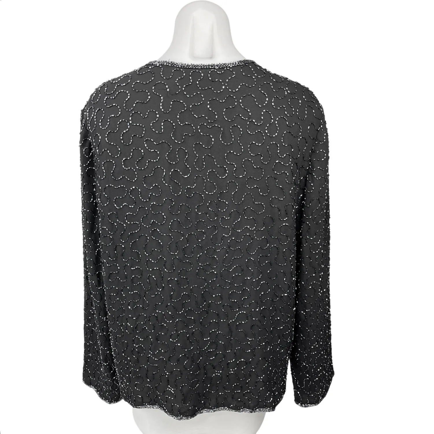 JMD New York Women's Black Beaded Formal Evening Party Jacket Coat Blazer Sz XL - Image 2