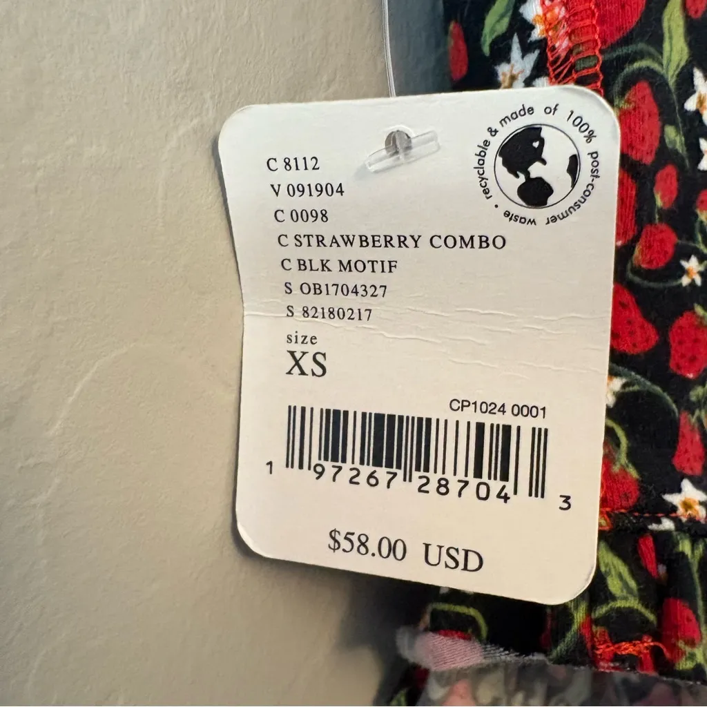 Free People Melanie strawberry print corset top with ruffle hem XS NEW with tag - Image 16