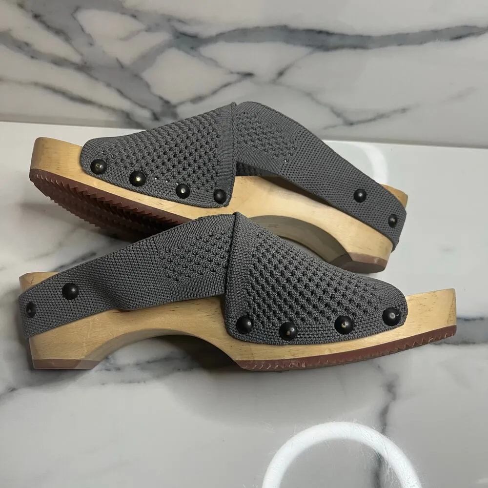 Jax & Bard | Women's Gray Boho Libby Hill Knit & Wood Clog Sandals Sz 38 Sz7.5 - Image 5