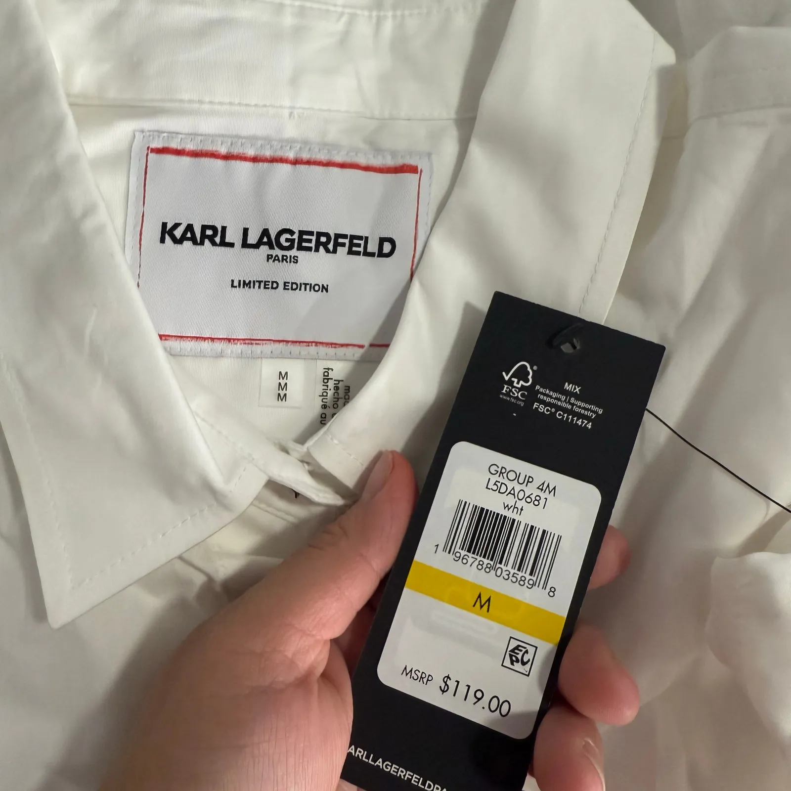 Karl Lagerfeld Paris Limited Edition Floral Cutout Top in White, M White Size M - Image 4