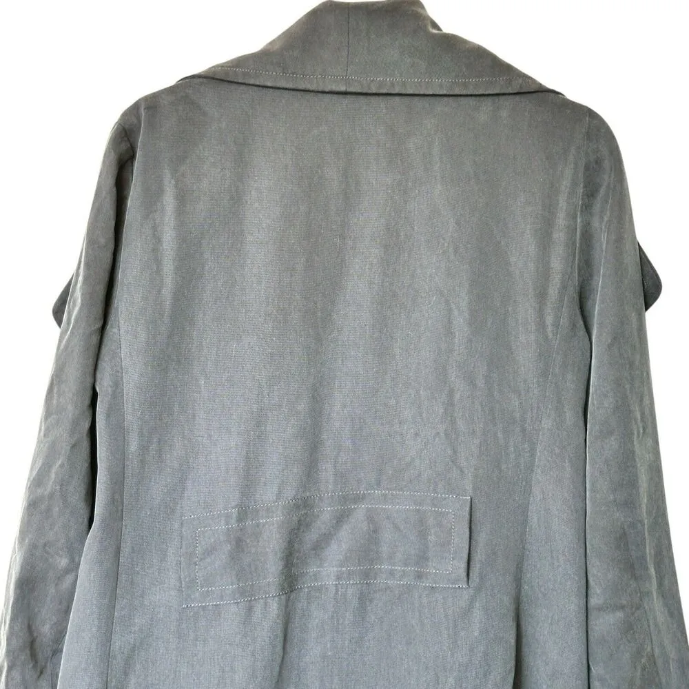 Club Monaco Gideon Navy blue drapey lyocell lined Trench Coat Size M - Image 8