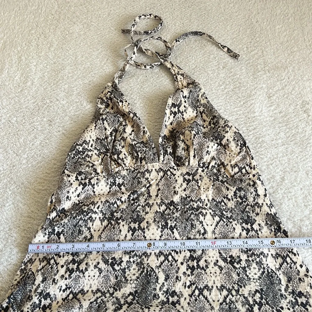 Free People Cecil Halter‎ Mini Dress Snakeskin Print Size Large - Image 5