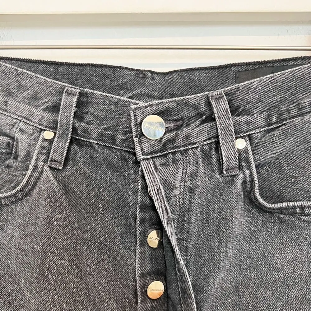 Goldsign Denim Benefit Jeans Button Fly Rigid Straight Dark Wash Black Size 24 Gray - Image 6