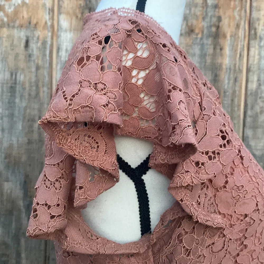 Express Pink Dusty Rose Lace Cap Sleeve Knee Length Dress Size 10 - Image 7