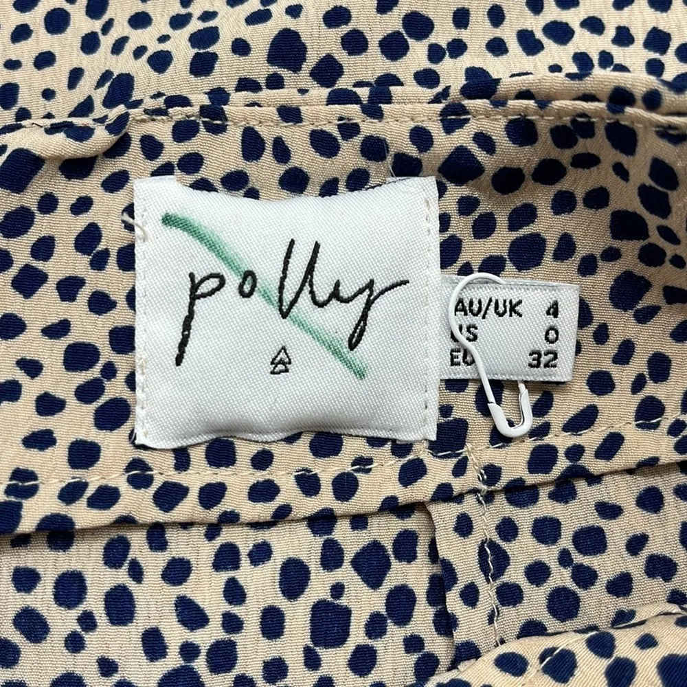 Princess Polly Tan and Blue Print Mali Ruffle Mini Skirt Size 0 - Image 5