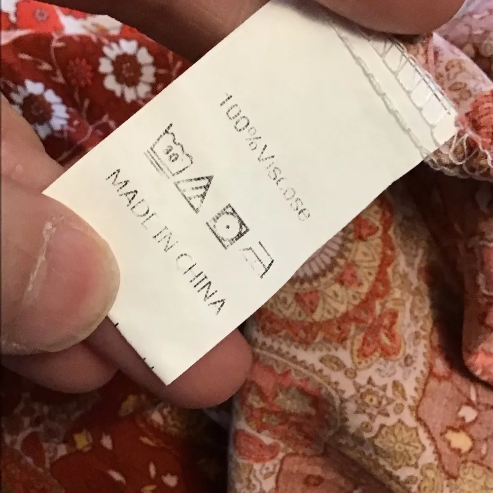 Bright Orange Floral Hippie Chic Peasant Top White - Image 4