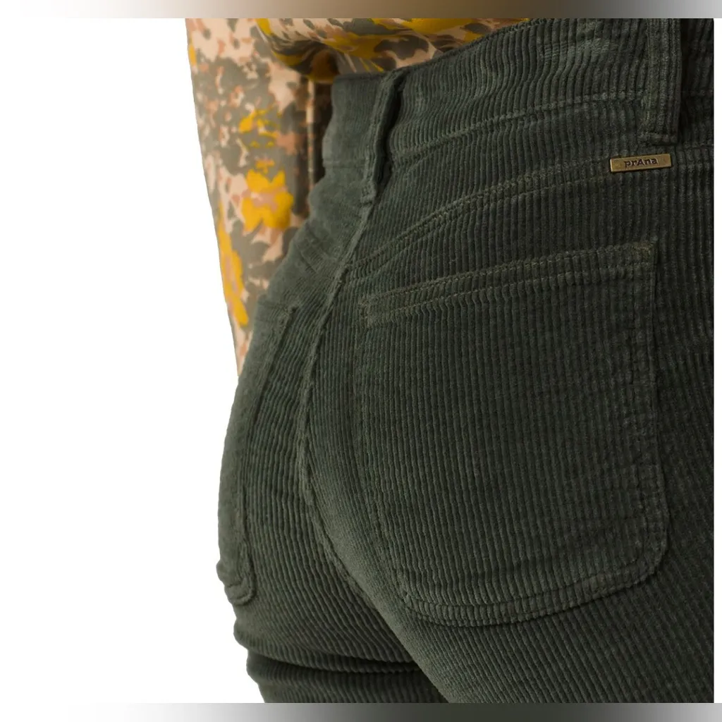 Prana Traps Corduroy Pants Forest Green Size 10 Organic Cotton Bootcut - Image 3