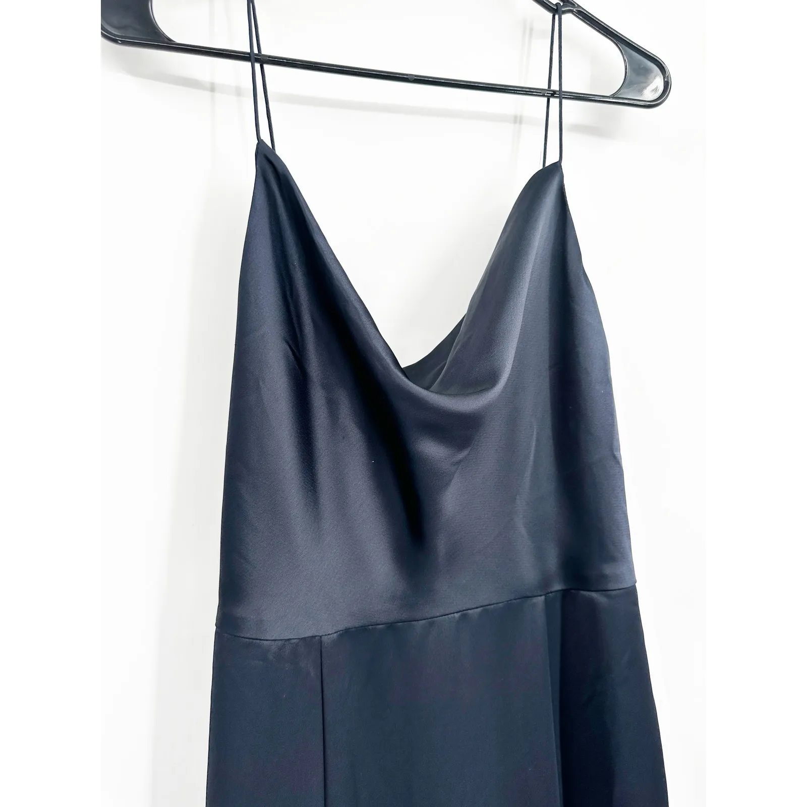 Amsale Chloe Navy Sleeveless Draped Slit Full Length Bridesmaid Cocktail Gown 8 Blue - Image 7