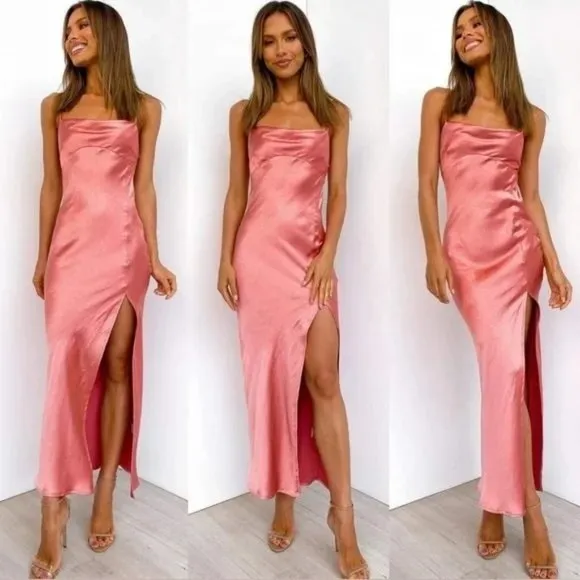Petal & Pup Cheya Rose Pink Satin Midi Dress 10 - Image 2