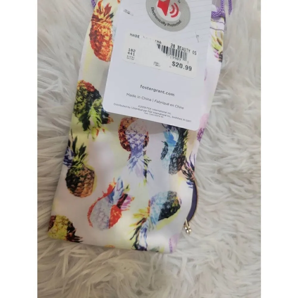 Foster Grant NEW WOMENS GOLD FRAME SUNGLASSES with Purple Lenses and Pineapple P - Image 7