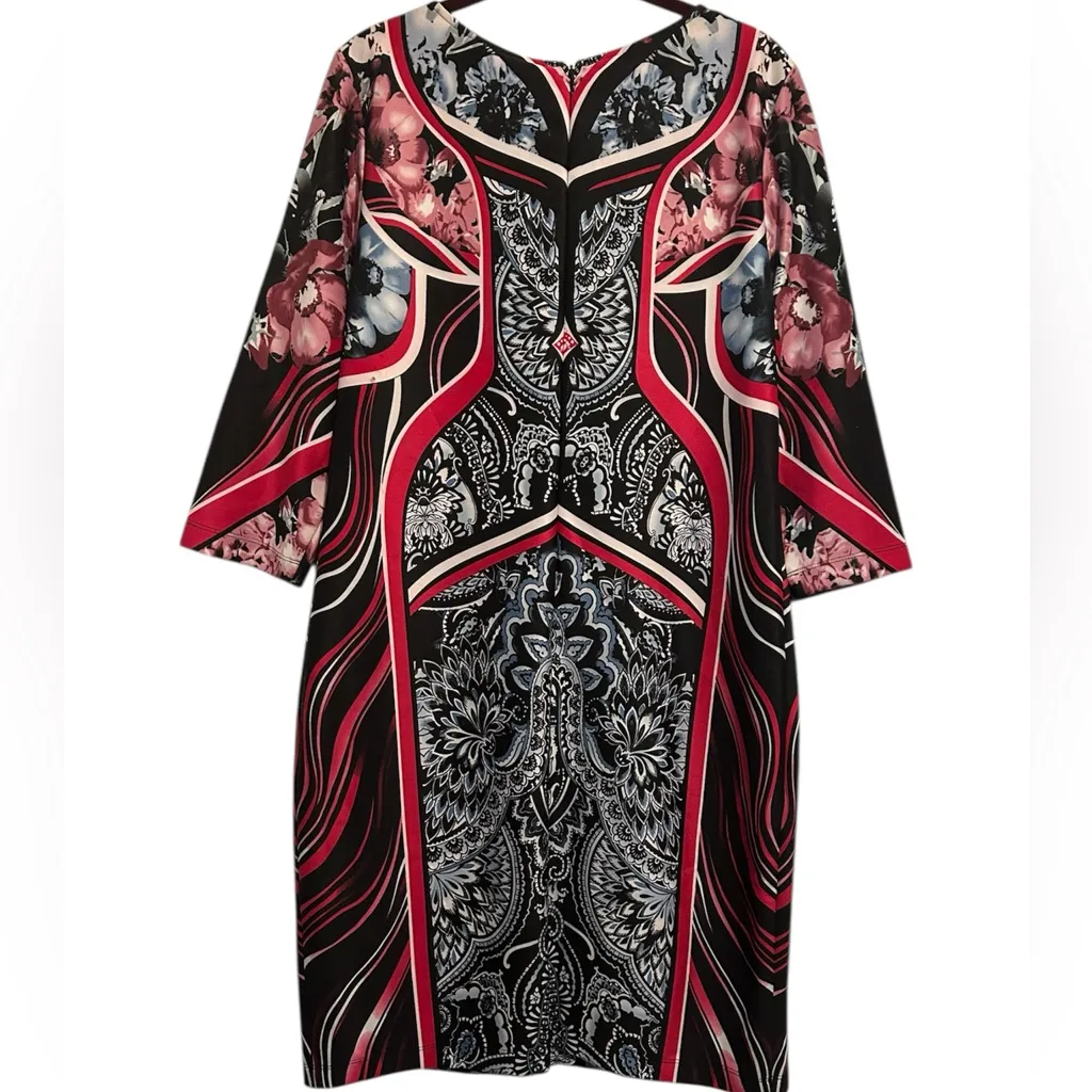 Tiana B Geometric & Paisley Career Shift Dress Size 14 Black - Image 2