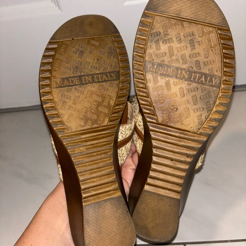 Toscanella Italian Wedge Sandal Tan Size 9 - Image 7