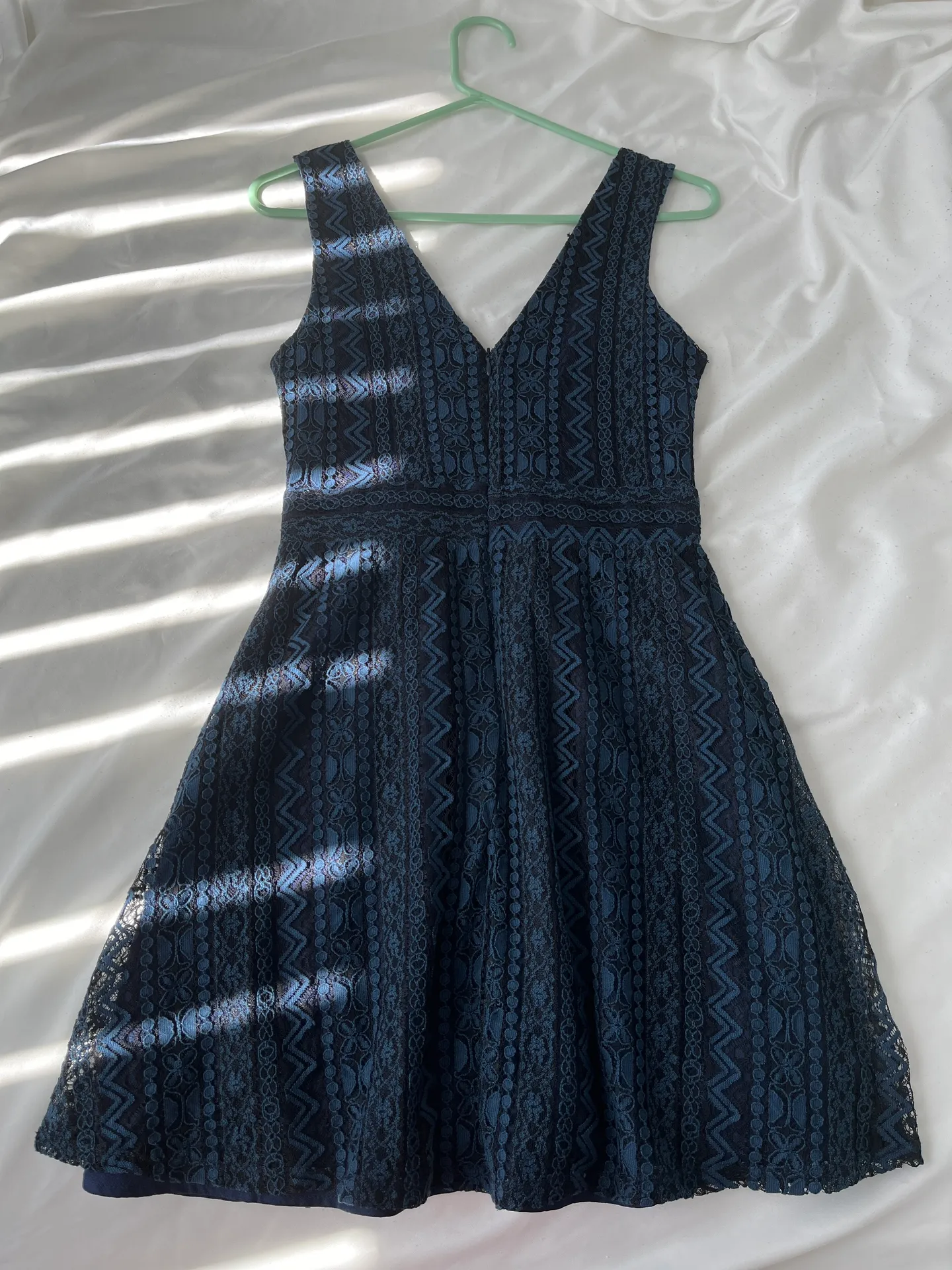 Navy Blue Lace Skater Dress - Image 6