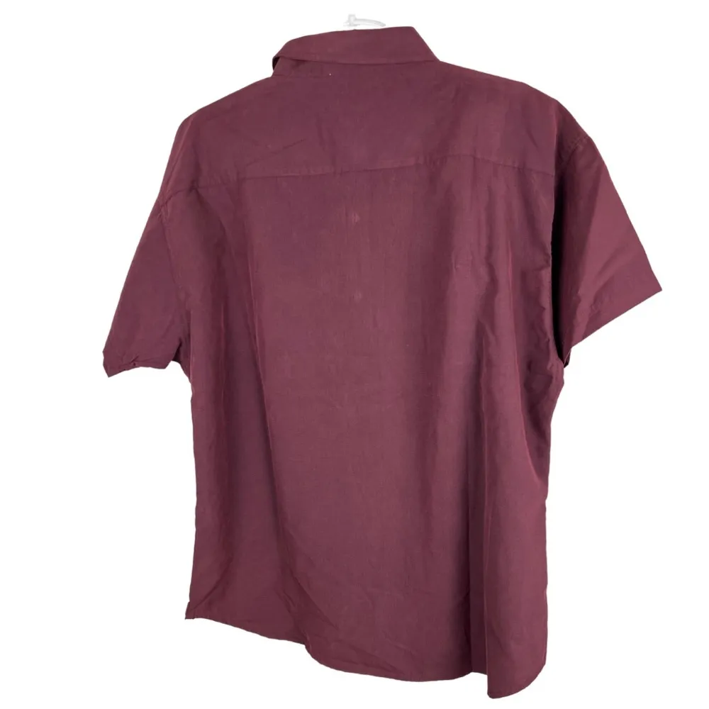 Tri Mountain outdoor women’s short sleeve button up hiking work size XL burgundy Red - Image 2
