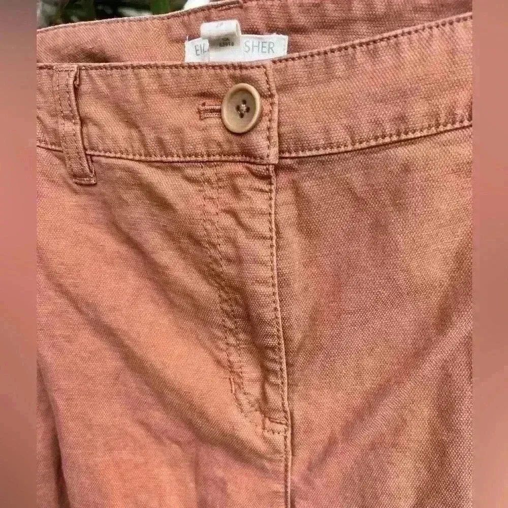 Eileen Fisher Organic Cotton Hemp Petite Pants Rust Fall Coastal Resort - Image 2