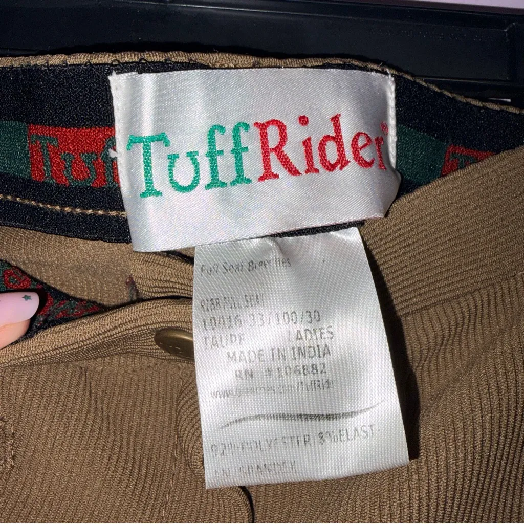 Tuff Rider Full Seat Breeches Ribbed Taupe Women Size 30 Equestrian Activewear Tan - Image 4