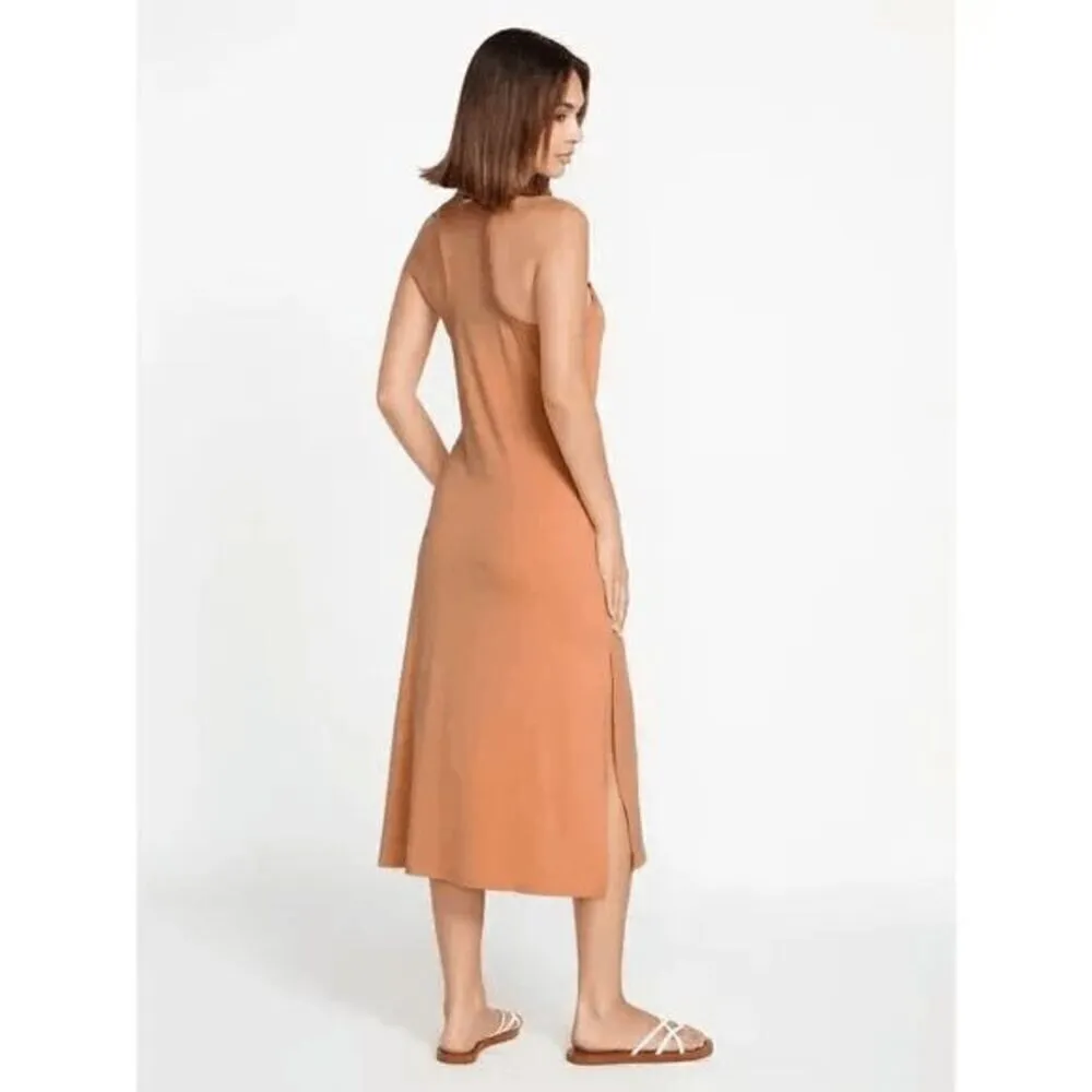 Volcom Stonelight Clay Peach Orangey Racerback Midi Maxi Dress Med Flawed - Image 12