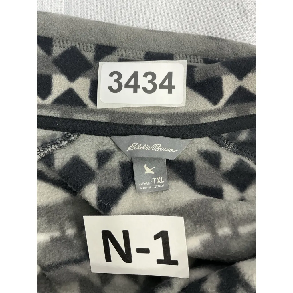 Womans Eddie Bauer Size TXL Gray Aztec Pattern 1/4 Zip Pullover Fleece - Image 3