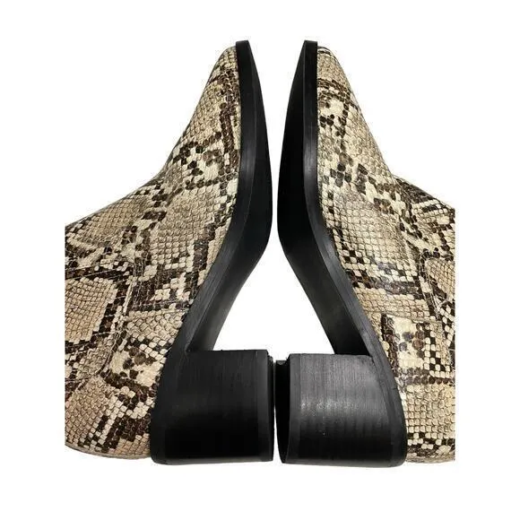 NWOT Nordstrom‎ Snakeskin Textured Black, Brown & Cream Chunky Heel Ankle Boots - Image 6