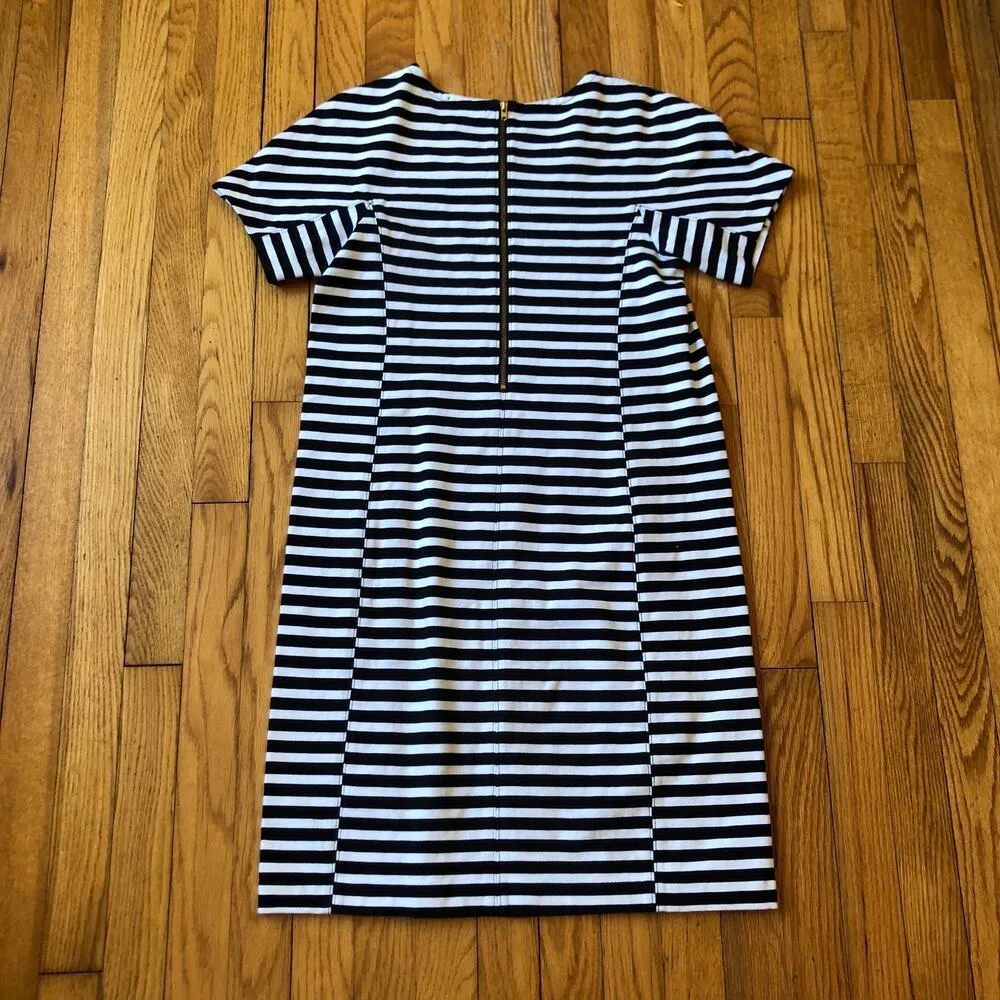 J. Crew NWOT Women's Short Sleeve Black White Striped Cotton Tunic Dress Size S - Image 7