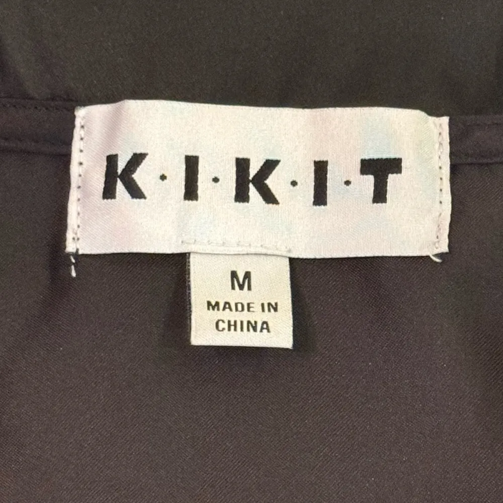 KIKIT Nordstrom Womans Luxurious Long Sleeve Satin Sleep Shirt Pj Size Medium Black - Image 5