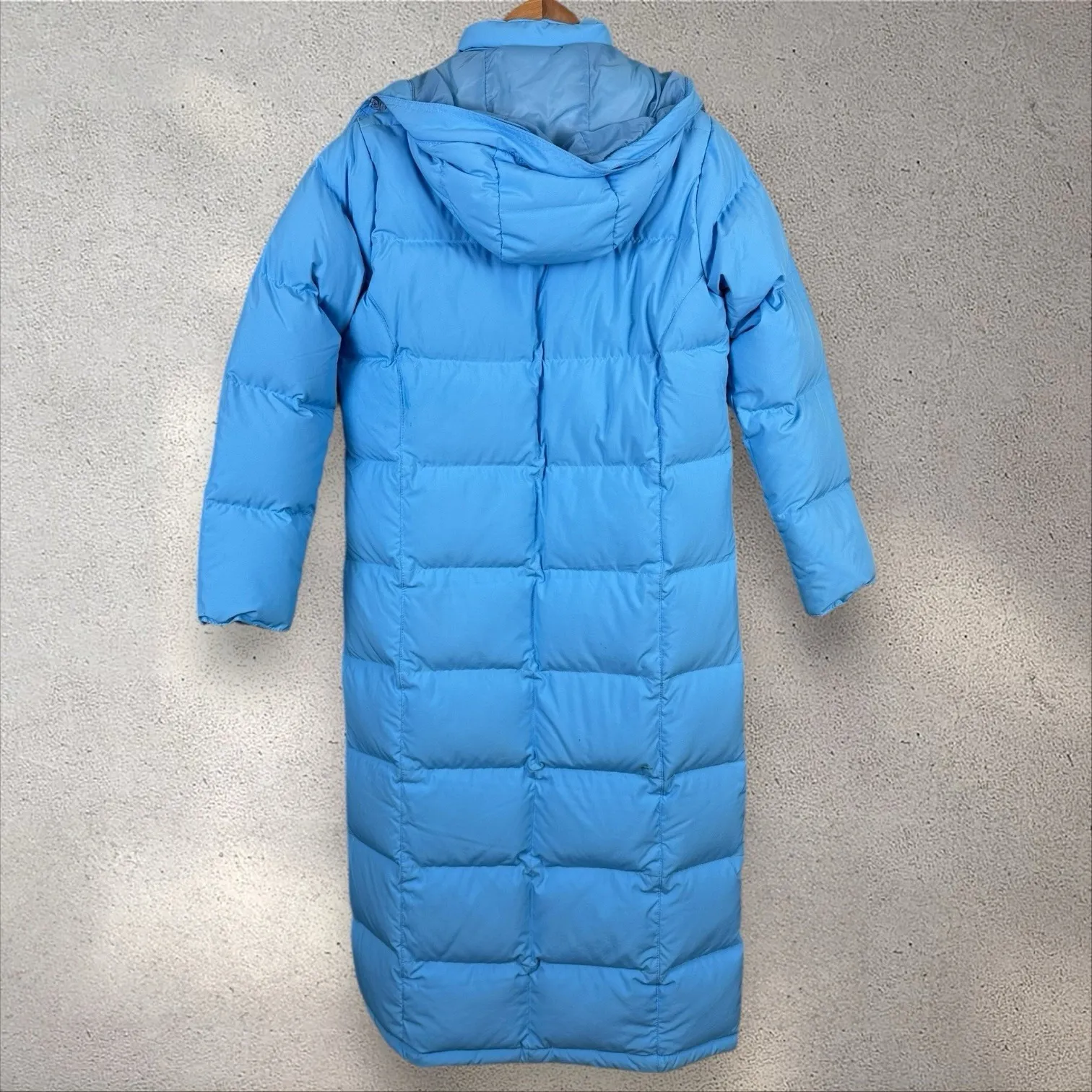 LL Bean Women Goose Down Quilt Long Trench Coat 227262 Parka Blue Sz XS Petite - Image 4