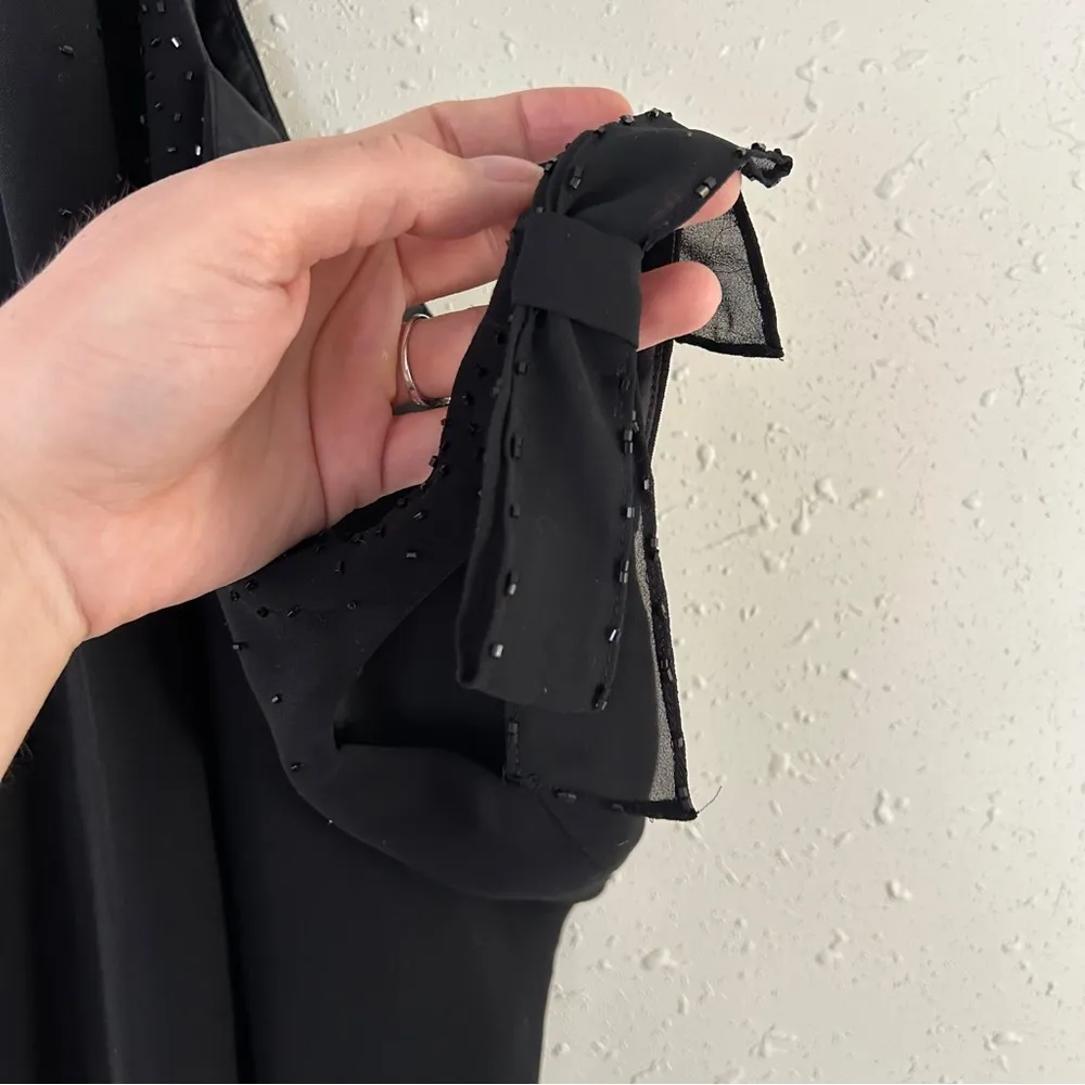 Jones New York Vintage Black Bow Detail Beaded 90s Party Dress Formal Size 6 - Image 2