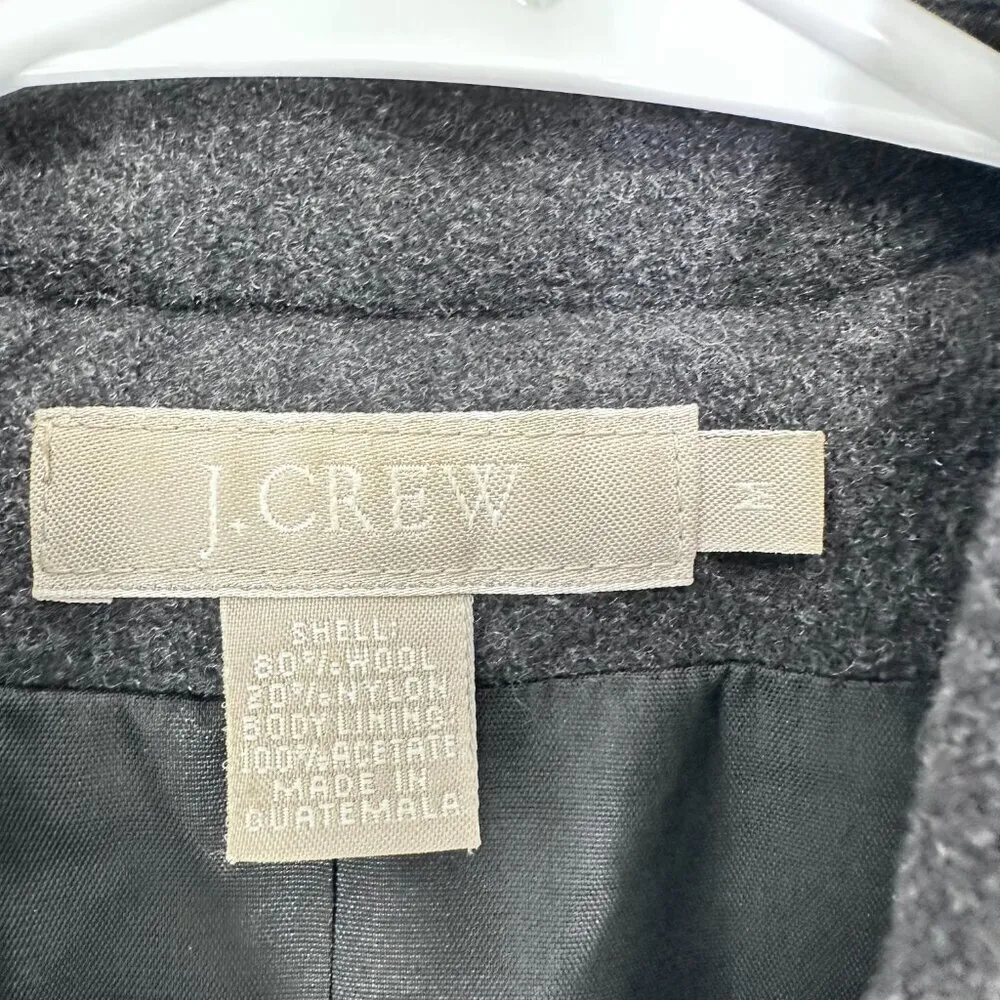 J. Crew Dark Grey Wool Blend Collared 90s‎ Winter Utility Jacket Coat Women's M - Image 6