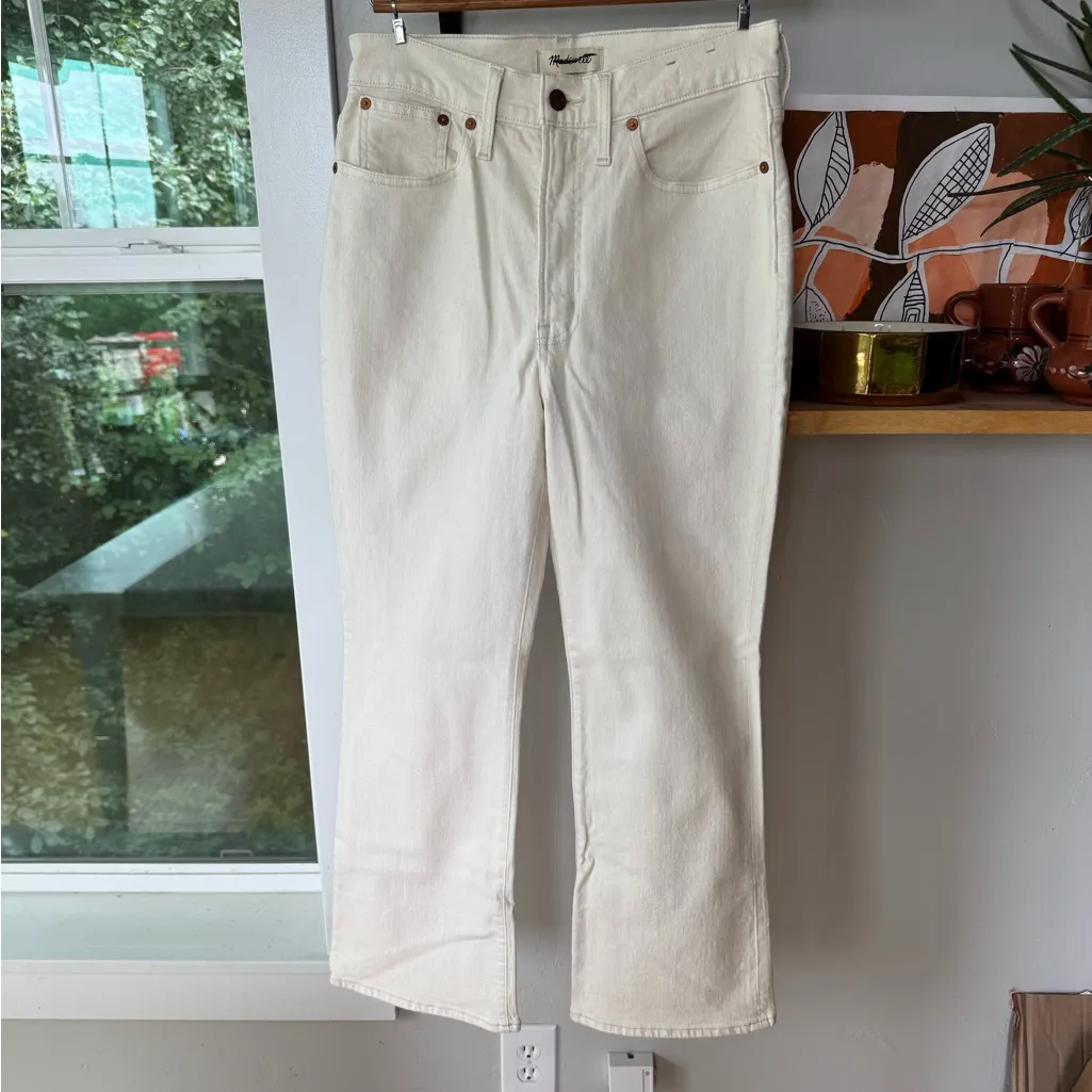 Madewell Perfect Vintage Flare Crop Jeans in Ecru Ivory Size 27 - Image 10
