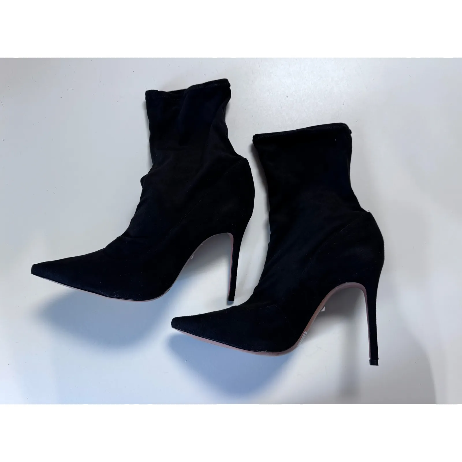 Schutz Misane Black Suede Pointed Toe Stiletto Sock Booties Size 9.5B - Image 5