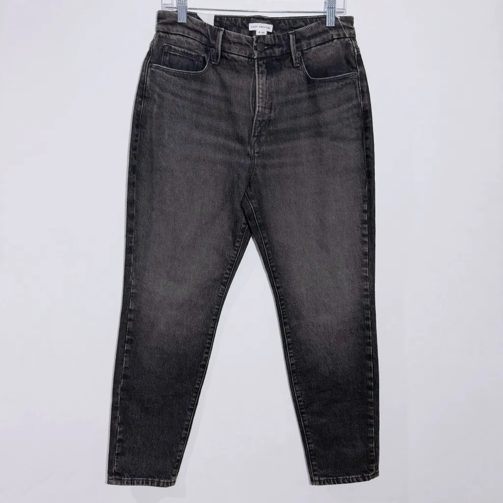 NWT Good American‎ Good Girlfriend High Waisted Jeans In Black217 Size 4/27 - Image 2