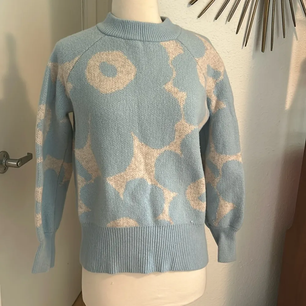 Marimekko Unikko Poppy Sweater Blue Sz M Size M - Image 3