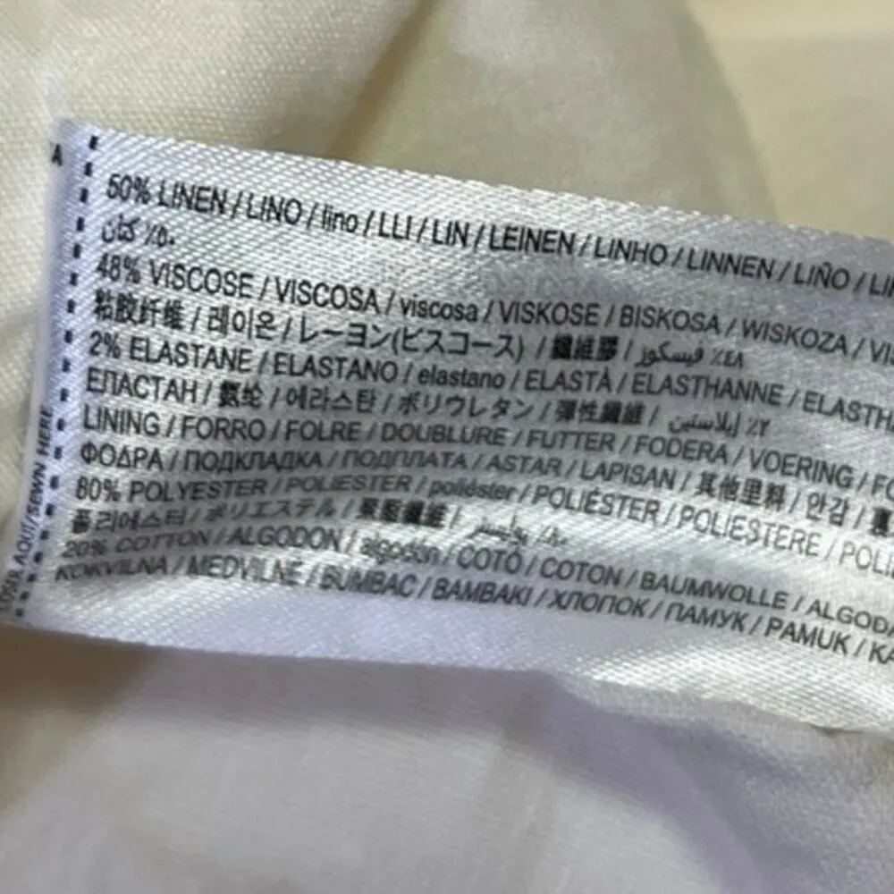 Mango MNG White Linen Sleeveless Cami Camisole Ruched Mini Pencil Dress Size 2 - Image 5