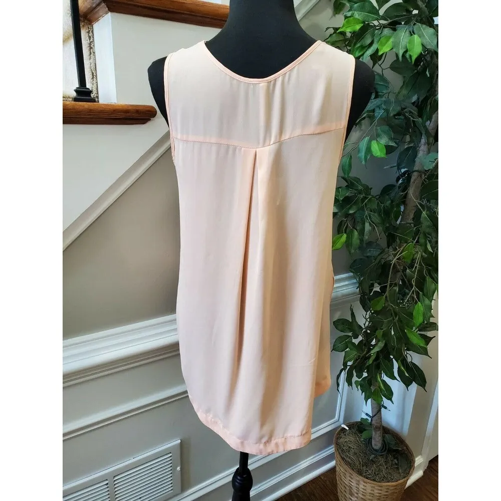 B Jewel Women's Solid Peach 100% Polyester Scoop Neck Sleeveless Top Size Medium - Image 7