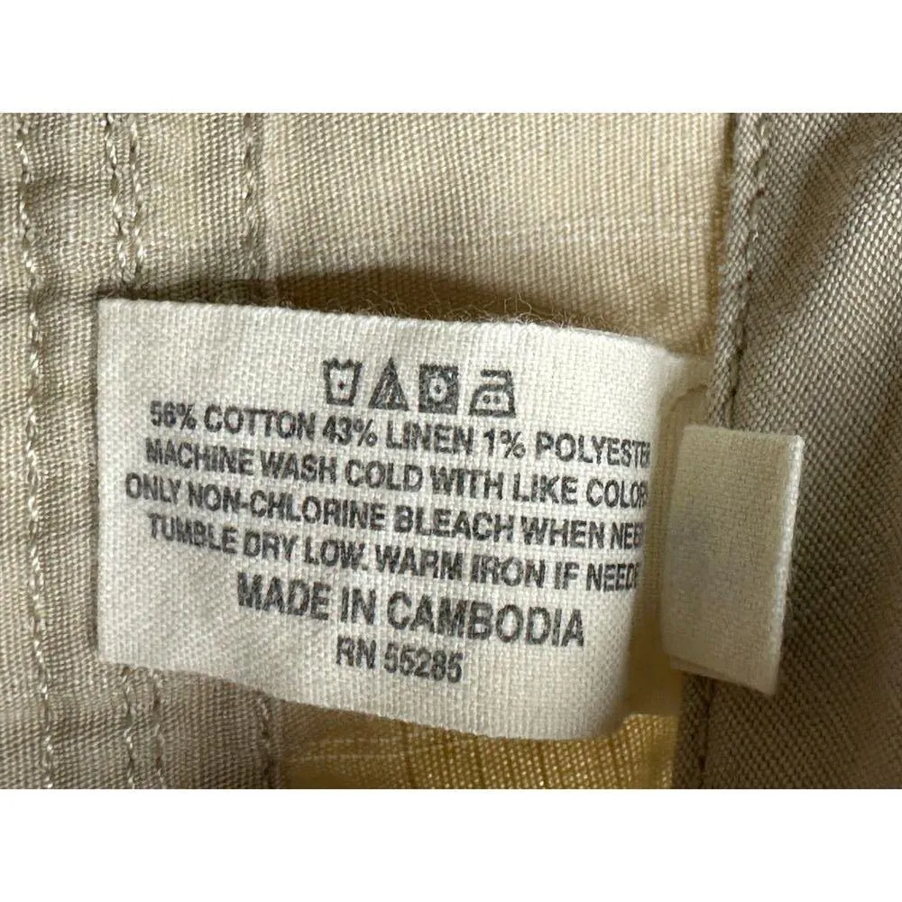 Vintage Express Khaki Pants Women Medium Drawstring Wide Leg Y2K 90s Linen Blend - Image 10