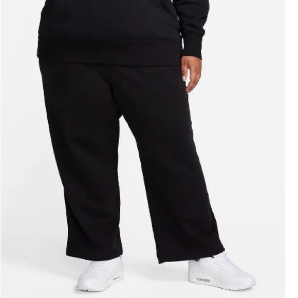 Nike Sportswear Club Fleece Mid-Rise Wide-Leg Sweatpants in Black, Size 1X, NEW - Image 11