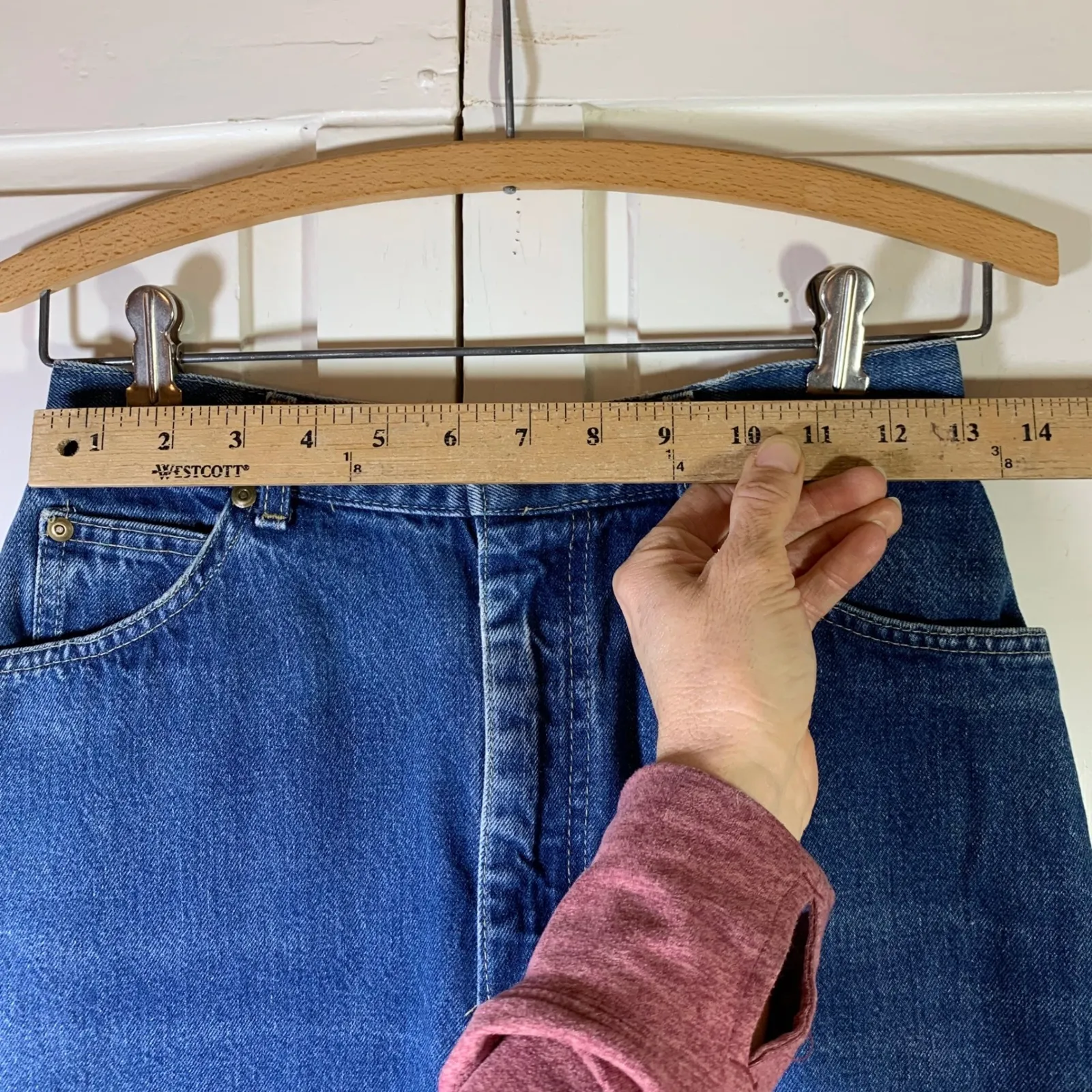 VTG LLBean Women Denim Midi Skirt A Line Size 10 Classic Casual Retro Classic Blue - Image 7