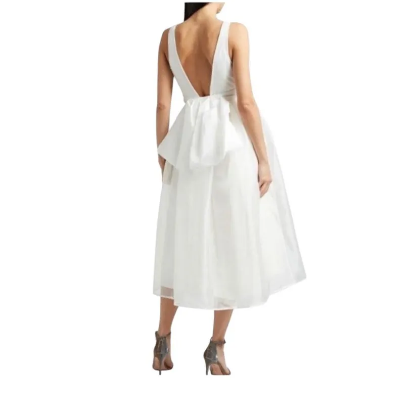Sachin + Babi BHLDN Carmina Size 8 Ivory Bow Embellished Organza Midi Dress NWT - Image 3