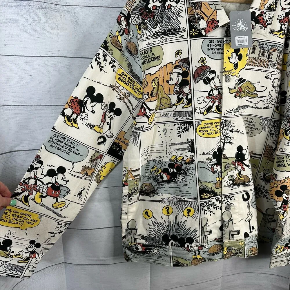 Disney Parks Vintage Mickey Comic Adult size XL Oversized Denim Jean Jacket NEW - Image 5